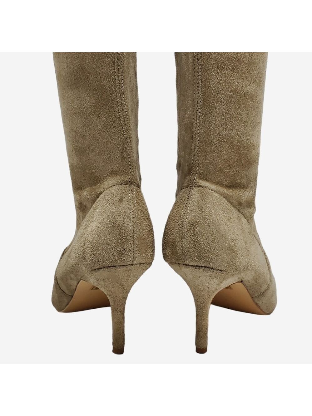 Suede Pointed Toe Over The Knees Thigh High Stretchy Heeled Boot - Picture 8 of 16